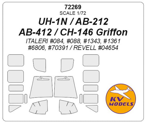 KV Models 72269 1/72 UH-1N / AB-212 / AB-412 / CH-146 Griffon (ITALERI #084, #088, #1343, #1361, #6806, #70391 / REVELL #04654) (For ITALERI / Revell)