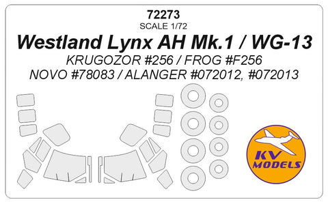 KV Models 72273 1/72 Westland Lynx AH Mk.1 / WG-13 (KRUGOZOR #256 / FROG #F256 / NOVO #78083 / ALANGER #072012, #072013) + wheels masks (For KRUGOZOR / FROG / ALANGER / NOVO)