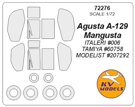 KV Models 72276 1/72 Agusta A-129 Mangusta (ITALERI #006 / TAMIYA #60758 / MODELIST #207292) + wheels masks (For ITALERI/ TAMIYA / MODELIST)
