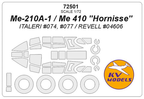 KV Models 72501 1/72 Me-210A-1 / Me 410 ''Hornisse'' (ITALERI #074, #077 / REVELL #04606) + wheels masks (For ITALERI / Revell)