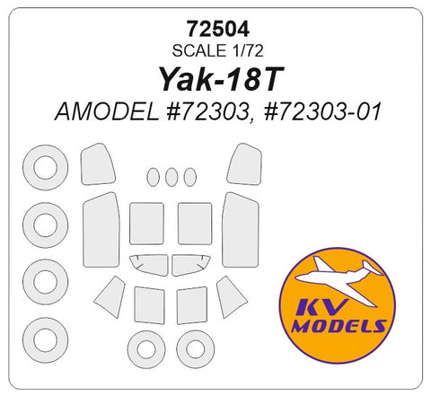KV Models 72504 1/72 Yak-18T (AMODEL #72303, #72303-01) + wheels masks (For AMODEL)