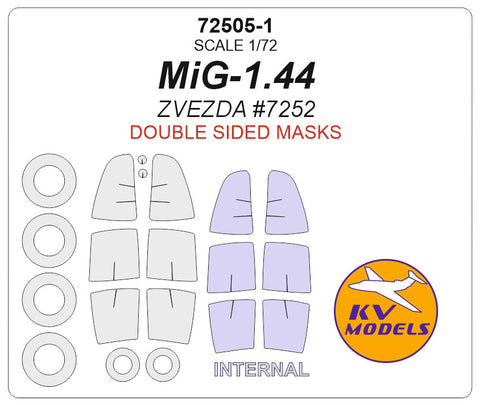 KV Models 72505-1 1/72 MiG-1.44 (ZVEZDA #7252) - (double sided) + wheelmasks (For ZVEZDA / Revell)