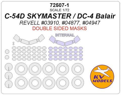 KV Models 72507-1 1/72 C-54D SKYMASTER / DC-4 Balair (REVELL #04877, #04947) - (double sided) + wheels masks (For Revell)