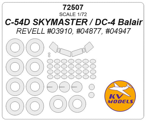 KV Models 72507 1/72 C-54D SKYMASTER / DC-4 Balair (REVELL #04877, #04947) + wheels masks (For Revell)