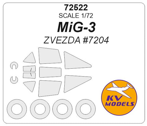 KV Models 72522 1/72 MiG-3 (ZVEZDA #7204) + wheels masks (For ZVEZDA)
