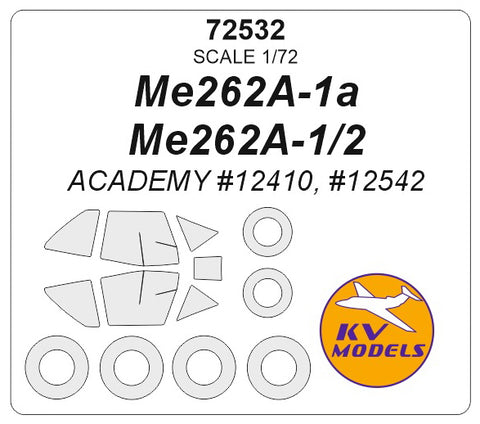 KV Models 72532 1/72 Me262A-1a / A-1/2 (ACADEMY #12410, #12542) + wheels masks (For ACADEMY)