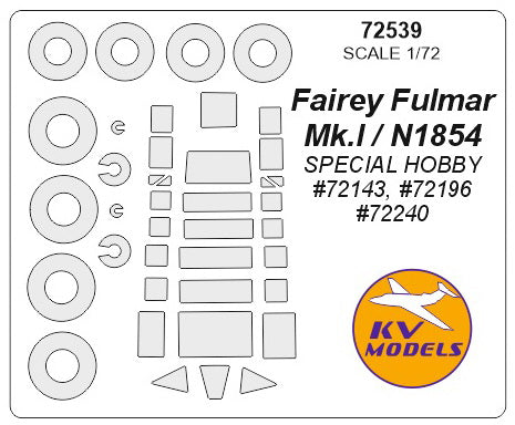 KV Models 72539 1/72 Fairey Fulmar Mk.I / N1854 (SPECIAL HOBBY #72143, #72196, #72240) + wheels masks (For SPECIAL HOBBY)