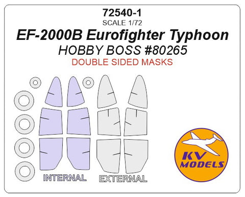 KV Models 72540-1 1/72 EF-2000A/B Eurofighter Typhoon (HOBBY BOSS #80265) - (Double sided) + wheels masks (For HOBBY BOSS )
