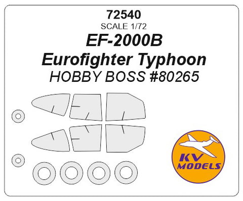 KV Models 72540 1/72 EF-2000A/B Eurofighter Typhoon (HOBBY BOSS #80265) + wheels masks (For HOBBY BOSS )