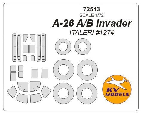 KV Models 72543 1/72 A-26 A/B Invader (ITALERI #1274) + wheels masks (For ITALERI)