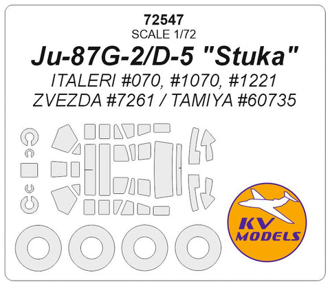 KV Models 72547 1/72 Ju-87G-2/D-5 "Stuka" (ITALERI #070, #1070, #1221 / ZVEZDA #7261, TAMIYA #60735) + wheels masks (For ITALERI/ ZVEZDA / TAMIYA)