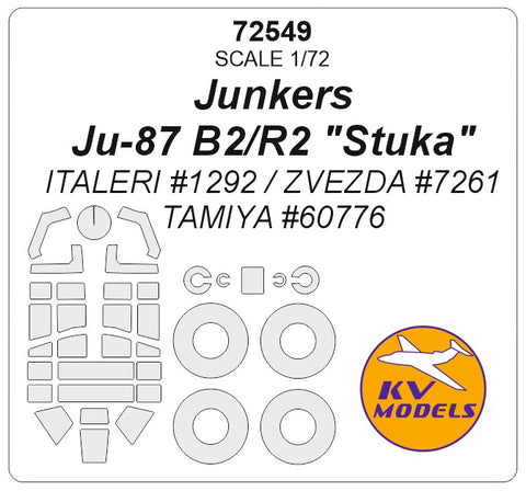 KV Models 72549 1/72 Junkers Ju-87 B2/R2 "Stuka"(ITALERI #1292, ZVEZDA #7261, TAMIYA #60776) + wheels masks (For ITALERI/ ZVEZDA / TAMIYA)
