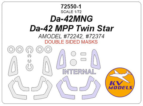 KV Models 72550-1 1/72 Da-42MNG / Da-42 MPP Twin Star (AMODEL #72242, #72374) - (Double sided masks) + masks for wheels (For AMODEL)
