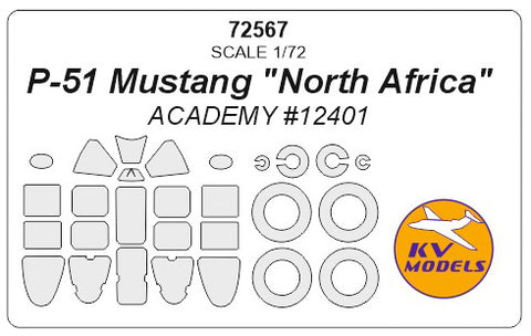 KV Models 72567 1/72 P-51 Mustang "North Africa" (ACADEMY #12401) + wheels masks (For ACADEMY)