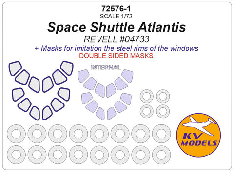 KV Models 72576-1 1/72 Space Shuttle Atlantis (REVELL #04733) - Double sided + wheels masks (For Revell)