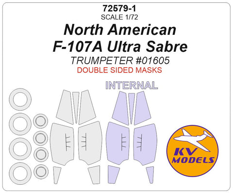 KV Models 72579-1 1/72 North American F-107A Ultra Sabre (TRUMPETER #01605) - (Double sided) + wheels masks (For Trumpeter)