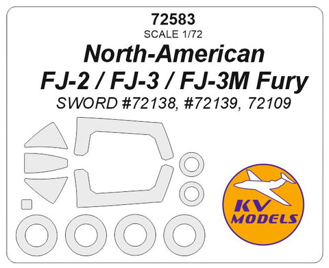 KV Models 72583 1/72 North-American FJ-2 / FJ-3 / FJ-3M Fury (SWORD #72138, #72139, 72109) + wheels masks (For SWORD)