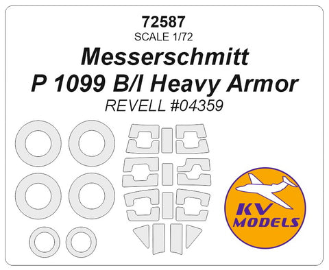 KV Models 72587 1/72 Messerschmitt P 1099 B/I Heavy Armor (Revell #04359) + wheels masks (For REVELL)