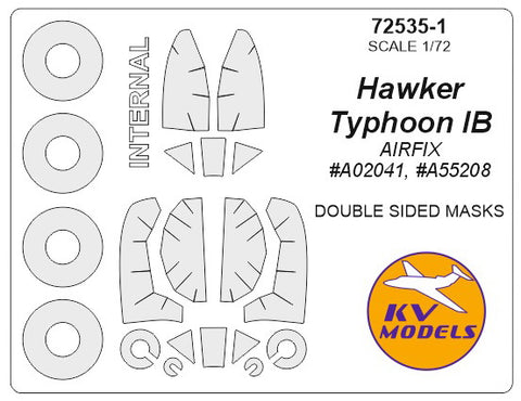 KV Models 72589-1 1/72 Hawker Typhoon IB / Mk.IB (AIRFIX #A02041, #A02041A, #A55208) - (Double sided) + wheels masks (For AIRFIX)