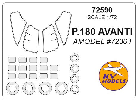 KV Models 72590 1/72 Piaggio P.180 Avanti (AMODEL #72301) + wheels masks (For AMODEL)