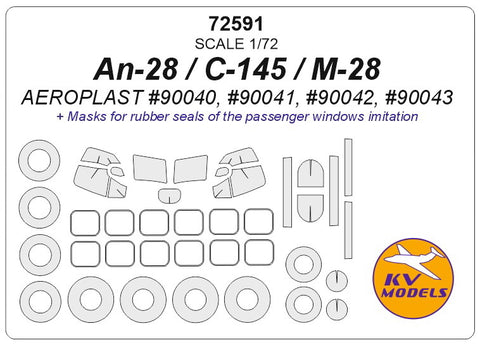 KV Models 72591 1/72 An-28 / C-145 / M-28 (AEROPLAST #90040, #90041, #90042, #90043) + wheels masks (For AEROPLAST)