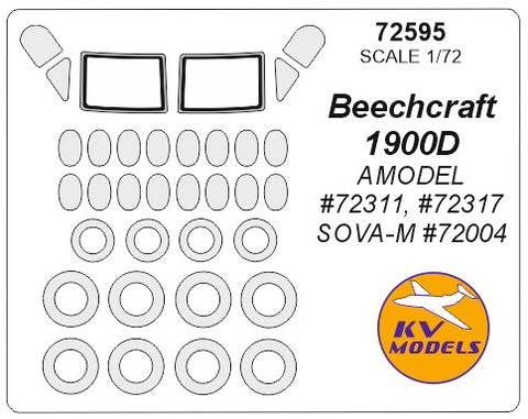 KV Models 72595 1/72 Beechcraft 1900D (AMODEL #72311, #72317 / SOVA-M #72004) + wheels masks (For AMODEL / SOVA-M)