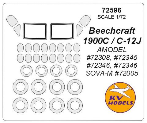 KV Models 72596 1/72 Beechcraft 1900C / C-12J Huron (AMODEL #72308, #72345, #72346, #72346 / SOVA-M #72005) + wheels masks (For AMODEL / SOVA-M)