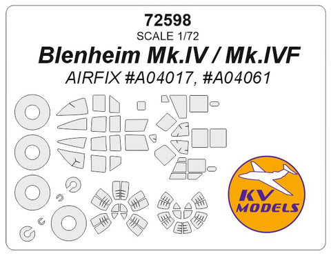 KV Models 72598 1/72 Blenheim Mk.IV / Mk.IVF (AIRFIX #A04017, #A04061) + wheels masks (For AIRFIX)