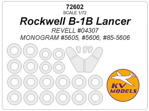 KV Models 72602 1/72 Rockwell B-1B Lancer (REVELL #04307 / MONOGRAM #5605, #5606, #85-5606) + wheels masks (For Revell / Monogram)