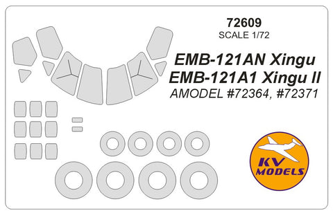 KV Models 72609 1/72 EMB-121AN Xingu / EMB-121A1 Xingu II (Amodel #72364, #72371) + wheels masks (For AMODEL)