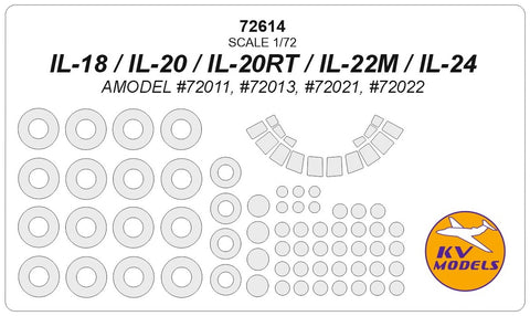 KV Models 72614 1/72 IL-18 / IL-20 / IL-20RT / IL-22M / IL-24
(AMODEL #72011, #72013, #72021, #72022) + wheels masks (For AMODEL)