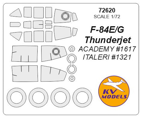 KV Models 72620 1/72 F-84E/G Thunderjet (ACADEMY #1617 / ITALERI #1321) + wheels masks (For ACADEMY / ITALERI)