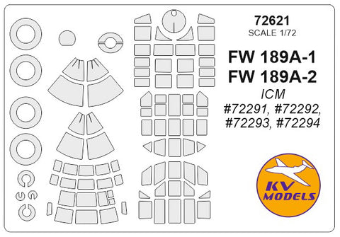 KV Models 72621 1/72 FW 189A-1 / FW 189A-2 (ICM #72291, #72292, #72293, #72294) + wheels masks (For ICM)