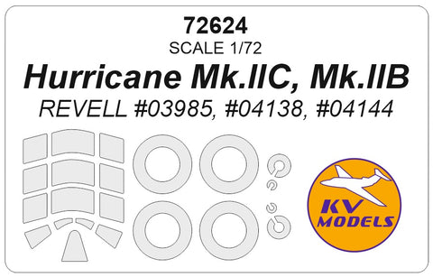 KV Models 72624 1/72 Hurricane Mk.IIC, Mk.IIB (REVELL #03985, #04138, #04144) + wheels masks (For Revell )