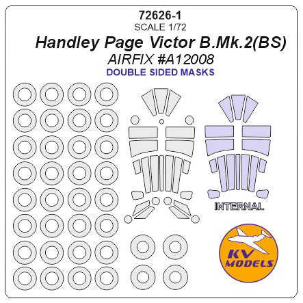 KV Models 72626-1 1/72 Handley Page Victor B.Mk.2(BS) - (AIRFIX #A12008) - Double sided masks + masks for wheels (For AIRFIX)