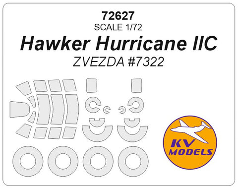 KV Models 72627 1/72 Hawker Hurricane IIC (ZVEZDA #7322) + wheels masks (For ZVEZDA)