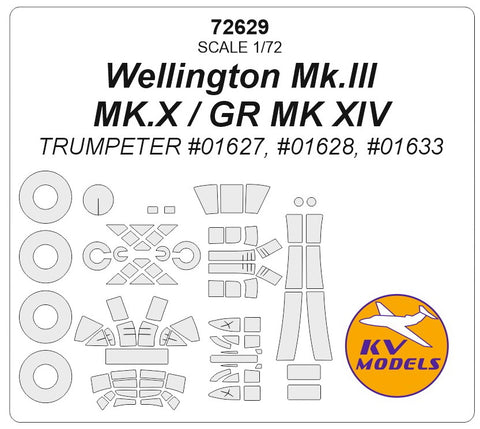 KV Models 72629 1/72 Wellington Mk.III / MK.X / GR MK XIV (TRUMPETER #01627, #01628, #01633) + wheels masks (For Trumpeter)