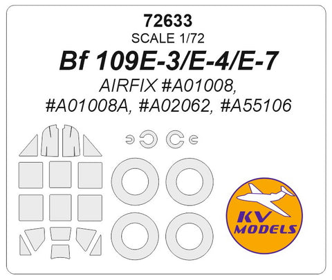 KV Models 72633 1/72 Bf 109E-3/E-4/E-7 (AIRFIX #A01008, #A01008A, #A02062, #A55106) + wheels masks (For AIRFIX)