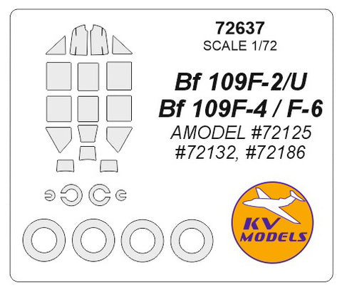KV Models 72637 1/72 Bf 109F-2/U / Bf 109F-4 / F-6 (AMODEL #72125, #72132, #72186) + wheels masks (For AMODEL)