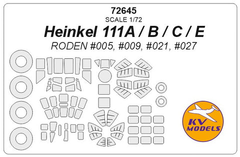 KV Models 72645 1/72 Heinkel 111A / B / C / E (RODEN #005, #009, #021, #027) + wheels masks (For Roden)