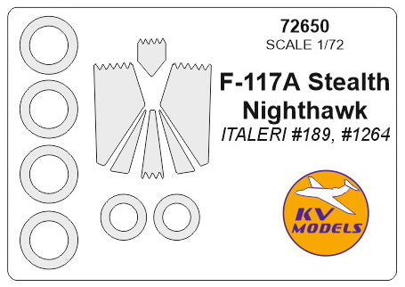 KV Models 72650 1/72 F-117A Stealth / Nighthawk (ITALERI #189, #1264) + wheels masks (For ITALERI)