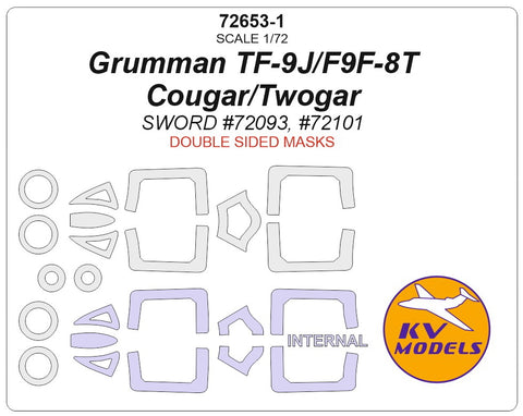 KV Models 72653-1 1/72 Grumman TF-9J/F9F-8T Cougar/Twogar (SWORD #72093, #72101) - (double sided) + wheels masks
(For SWORD)
