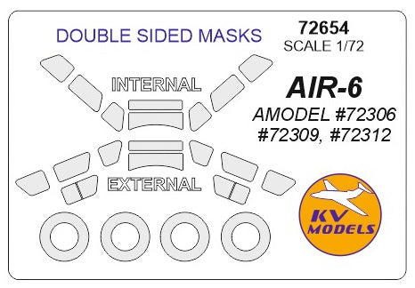 KV Models 72654 1/72 AIR-6 (AMODEL #72306, #72309, #72312) - Double sided + wheels masks (For AMODEL)