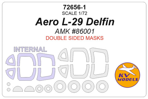 KV Models 72656-1 1/72 L-29 A Delfin (AMK #86001 / Kovozavody Prostejov #KPM0458, #KPM0459, #KPM0466, #KPM0467 / EDUARD #7096X) - (Double sided) + wheels masks (For AMK / Kovozavody Prostejov / EDUARD)