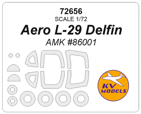 KV Models 72656 EU 1 L-29 A Delfin (AMK #86001 / Kovozavody Prostejov #KPM0458, #KPM0459, #KPM0466, #KPM0467 / EDUARD #7096X) + wheels masks (For AMK / Kovozavody Prostejov / EDUARD)