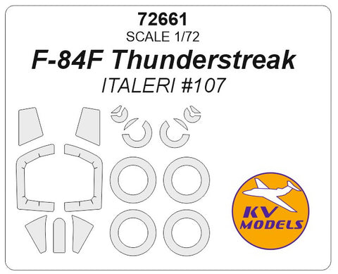 KV Models 72661 1/72 F-84F Thunderstreak (ITALERI #107) + wheels masks (For ITALERI)