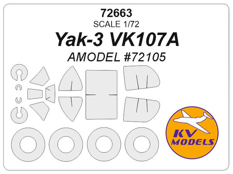 KV Models 72663 1/72 Yak-3 VK107A (AMODEL #72105) + wheels masks (For AMODEL)