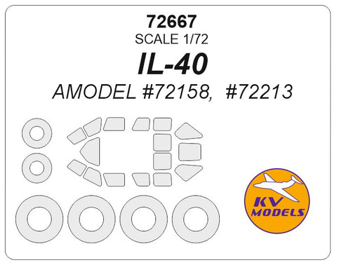KV Models 72667 1/72 IL-40 (AMODEL #72158, #72213) + wheels masks (For AMODEL)