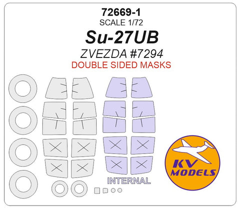KV Models 72669-1 1/72 Su-27UB (ZVEZDA #7294) - (Double sided) + wheels masks (For ZVEZDA)