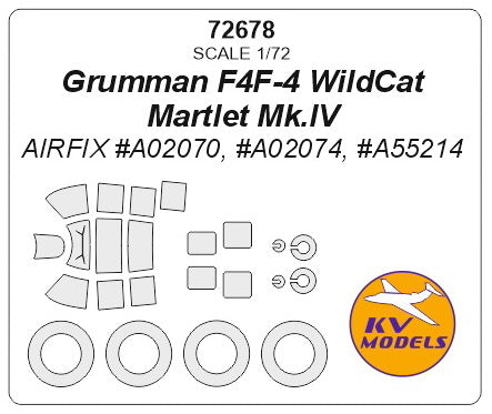 KV Models 72678 1/72 Grumman F4F-4 WildCat / Martlet Mk.IV (AIRFIX #A02070, #A02074, #A55214) + wheels masks (For AIRFIX)